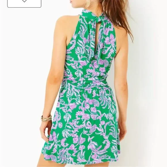 LILLY PULITZER Wyota Skirted Romper Brazilian Green Salty Sandbar. Large NWT - Picture 3 of 15